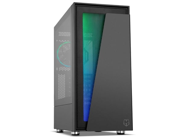 NOX Hummer Blaster - Mid tower - ATX - sidepanel med vindu (herdet glass) - ingen strømforsyning (ATX) - svart - USB/lyd