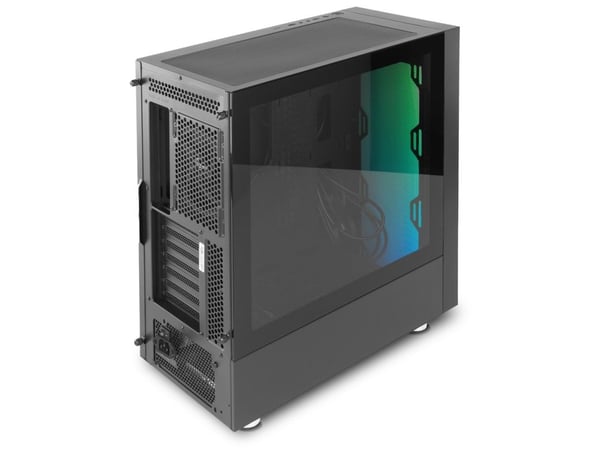 NOX Hummer Blaster - Mid tower - ATX - sidepanel med vindu (herdet glass) - ingen strømforsyning (ATX) - svart - USB/lyd