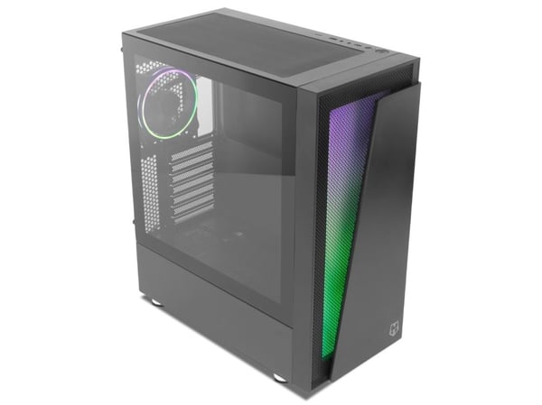 NOX Hummer Blaster - Mid tower - ATX - sidepanel med vindu (herdet glass) - ingen strømforsyning (ATX) - svart - USB/lyd