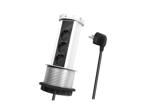 LogiLink LPS235A, 1,8 m, 3 AC-pistorasia(a), Sisätila, Musta, Hopea, 250 V, 16 A