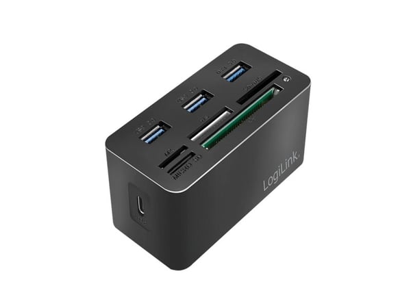 LogiLink CR0046, Ledningsført, USB 3.2 Gen 1 (3.1 Gen 1) Type-C, Sort, Kompakt flash (CF), MS Micro (M2), Hukommelsesstick (MS), MicroSD (TransFlas...