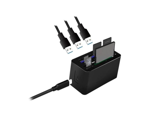 LogiLink CR0046, Ledningsført, USB 3.2 Gen 1 (3.1 Gen 1) Type-C, Sort, Kompakt flash (CF), MS Micro (M2), Hukommelsesstick (MS), MicroSD (TransFlas...