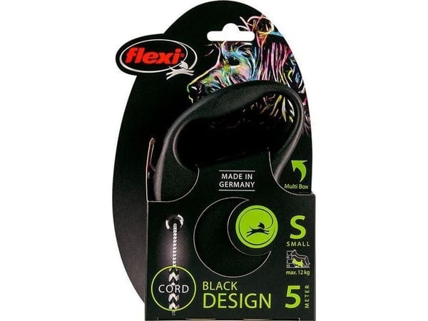 flexi Black Design S snor 5 m, 12 kg, lajiteltu