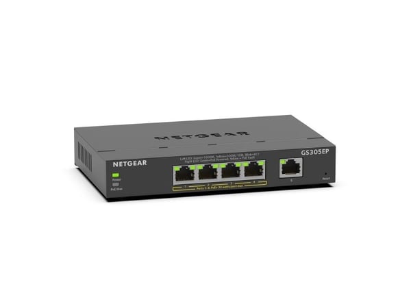 NETGEAR Plus GS305EP - Switch - smart - 5 x 10/100/1000 (4 PoE+) - stasjonær, veggmonterbar - PoE+ (63 W)