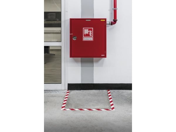 Advarselstape Duraline Strong 50mm x 30m 0,7mm rød/hvid - (30 meter pr. rulle)