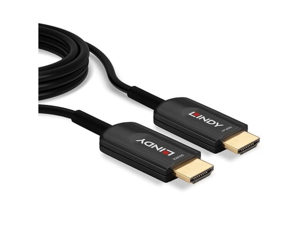 Lindy - Ultra High Speed - HDMI-kabel - HDMI hann til HDMI hann - 20 m - Hybrid kobber/karbonfiber - Sort - Rund, aktiv optisk kabel (AOC), støtter...