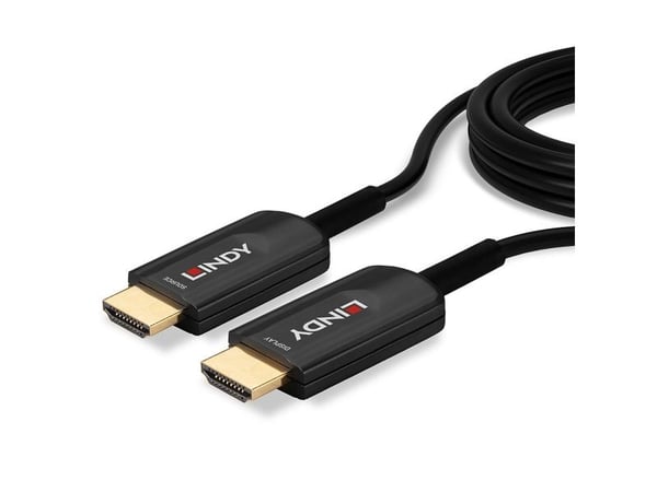 Lindy - Ultra High Speed - HDMI-kabel - HDMI hann til HDMI hann - 20 m - Hybrid kobber/karbonfiber - Sort - Rund, aktiv optisk kabel (AOC), støtter...