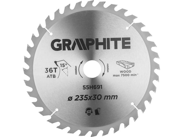 Grafitt Grafittsirkelsag (sirkelsag, bred, 235 x 30 mm, 36 tenner)