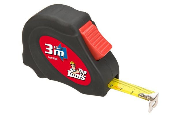 Teräksinen rullaava mittanauha 3 m x 16 mm 2 nauhan kelauslukkoa kaksoismateriaalikotelo 27C313