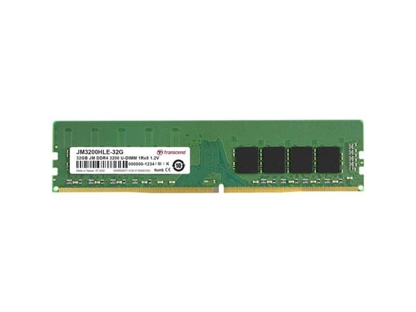 Transcend JetRAM - DDR4 - modul - 32 GB - DIMM 288-pin - 3200 MHz / PC4-25600 - CL22 - 1.2 V - ikke-bufret - ikke-ECC