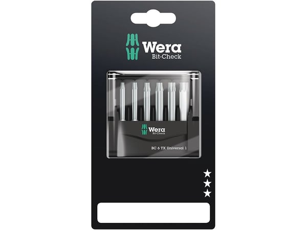 Wera 05073637001, 6 stykker, Torx, TX10, TX15, TX20, TX25, TX30, TX40, Stål, 1x TX 10x50 mm 1x TX 15x50 mm 1x TX 20x50 mm 1x TX 25x50 mm 1x TX 30x5...