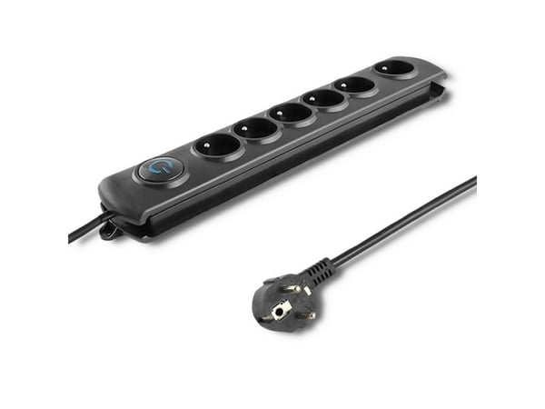 Qoltec Quick Switch - Overspenningsavleder - AC 230 V - 3680 watt - utgangskontakter: 6 - 5 m kabel - svart