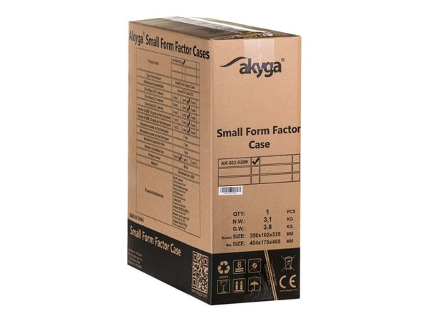 Akyga AK-502-02BK 2x USB 3.0 SFF-kabinett svart uten PSU