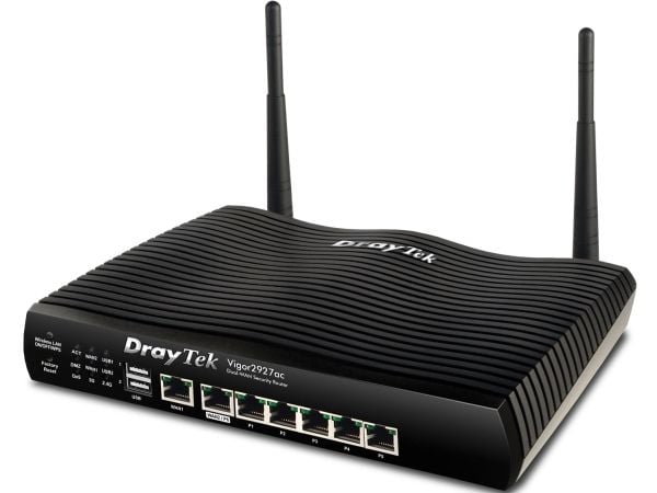 DrayTek Vigor2927ac, Wi-Fi 5 (802.11ac), Kaksitaajuus (2,4 GHz/5 GHz), Ethernet LAN, 4G, Musta, Pöytäreititin