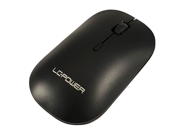 LC Power m720BW - Mus - optisk - 4 knapper - trådløs - 2.4 GHz - USB trådløs mottaker - svart - løsvekt