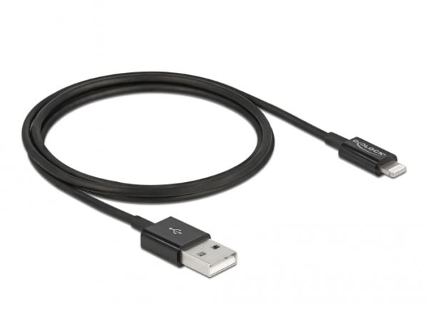 Delock - Lightning-kabel - USB hann til Lightning hann - 1 m - svart