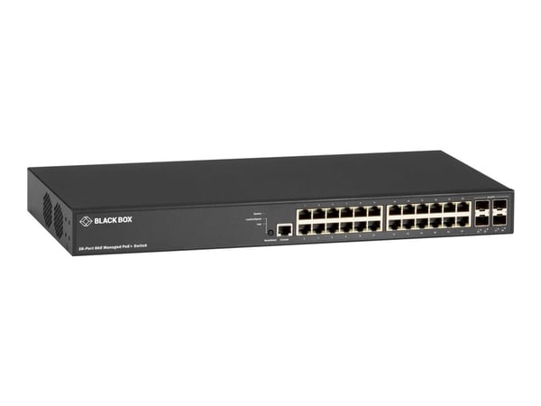 Black Box LPB3000 Series LPB3028A - Switch - Styrt - 24 x 10/100/1000 (PoE+) + 4 x 1 Gigabit / 10 Gigabit SFP+ (opplink) - stasjonær, rackmonterbar...