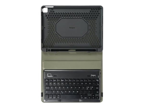 Targus Pro-Tek Education - Tastatur og folioveske (boks) - trådløs - Bluetooth 5.1 - Tysk - svart tastatur, svart boks - for Apple 10.2-inch iPad (...