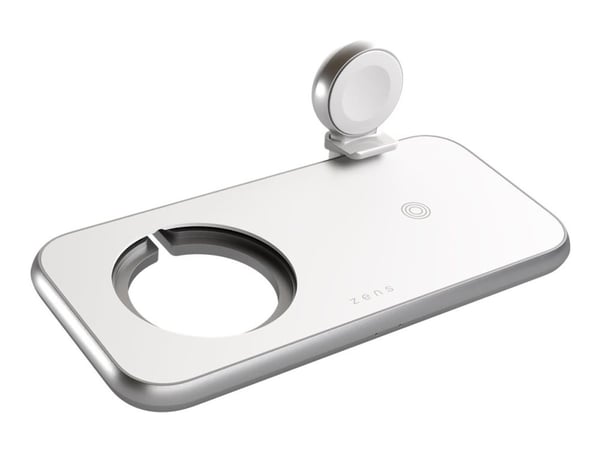 Zens Aluminium Series - Trådløs ladepute + AC-strømadapter (USB) - premiehvit (Magsafe not included)