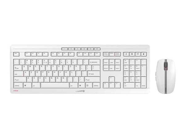 CHERRY STREAM DESKTOP RECHARGE - Sats med tangentbord och mus - trådlös - 2.4 GHz - QWERTY - USA med eurosymbol - tangentbrytare: CHERRY SX - blekgrå