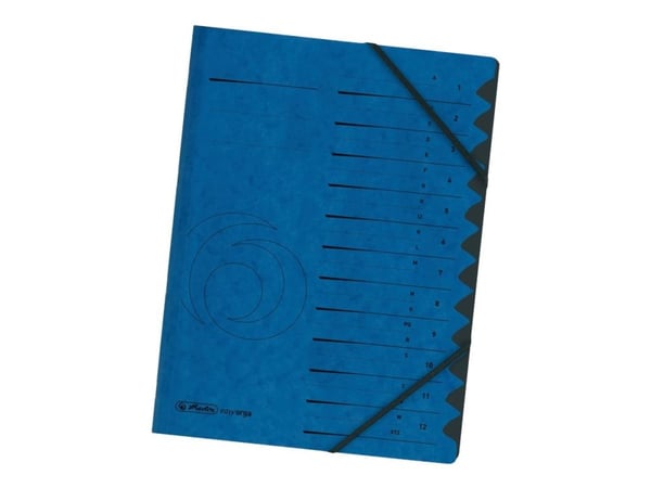 Herlitz Colorspan - Luokittelukansio - 12 lokeroa - 12 osaa - esipainettu: A-Z, 1-12 - A4-kokoonpanolle - välilehdillä - musta, sininen