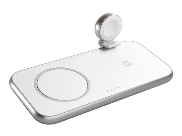 Zens Aluminium Series - Trådløs ladepute + AC-strømadapter (USB) - premiehvit (Magsafe not included)