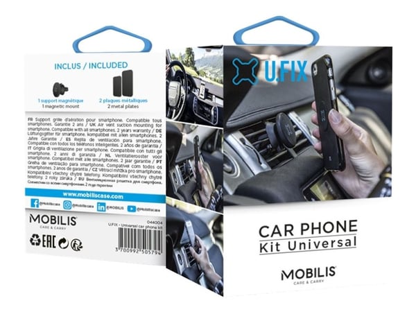 Mobilis U.FIX Universal Car Phone Kit - Magnetisk holder for mobiltelefon