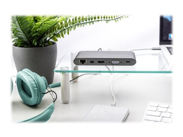DIGITUS DA-70875 - Dokkingstasjon - USB-C - VGA, HDMI, Mini DP - 1GbE