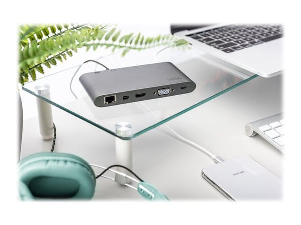 DIGITUS DA-70875 - Dokkingstasjon - USB-C - VGA, HDMI, Mini DP - 1GbE
