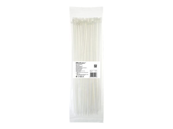 Qoltec 52209, Tikasmallinen johdinside, Nailon, Valkoinen, CE, 350 mm, 4,8 mm