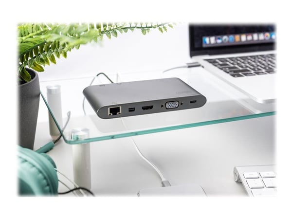 DIGITUS DA-70875 - Dokkingstasjon - USB-C - VGA, HDMI, Mini DP - 1GbE