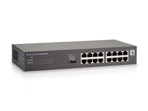 LevelOne GEU-1621 - Switch - ohanterad - 16 x 10/100/1000 - rackmonterbar, väggmonterbar