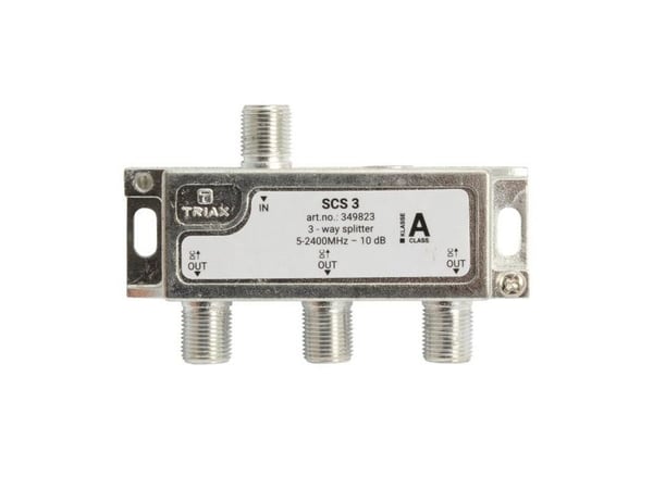 Triax SCS 3, Kaapelin jakaja, 75 O, 5 - 2400 MHz, Hopea, Valkoinen, Naaras, 10,5 dB