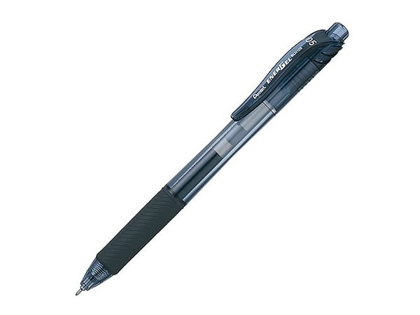 Pentel EnerGel-X, Sisäänvedettävä geelikynä, Musta, Musta, Muovi, Pyöreä, Molempikätinen