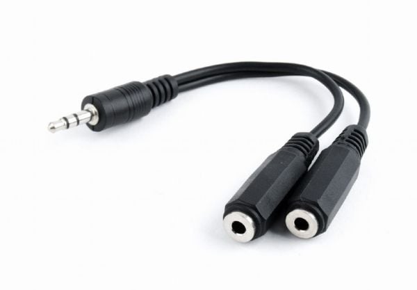 Cablexpert CCA-415-0.1M - Lydsplitter - mini-phone stereo 3.5 mm hann til mini-phone stereo 3.5 mm hunn - 10 cm - svart