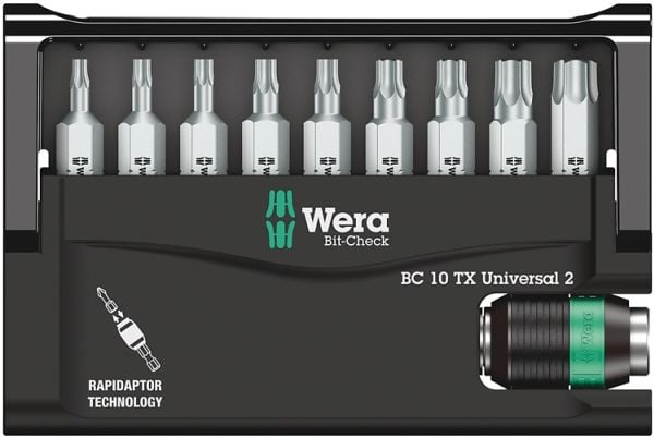 Wera 05057115001, 9 stykker, Torx, TX10, TX15, TX20, TX25, TX30, TX40, TX6, TX8, TX9, Rustfritt stål, 1x 1/4"x50 mm 1x TX 10x25 mm 1x TX 15x25 mm 1...