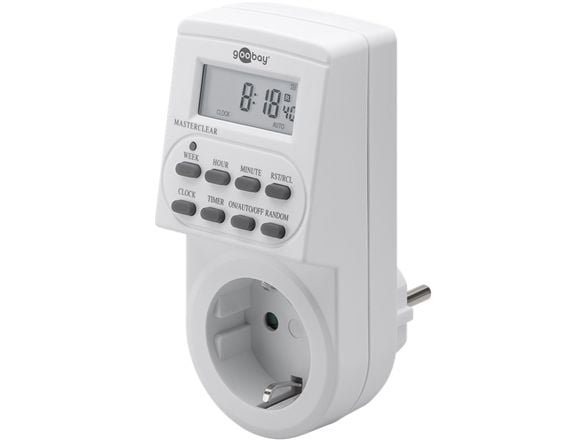 Goobay 51277, Daglig timer/veckotimer, Vit, Digital, LCD, Knappar, 1 min