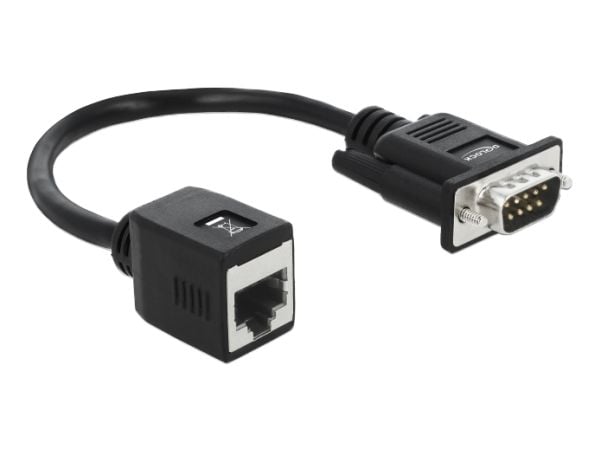 Delock - Seriell adapter - DB-9 (hann) til RJ-45 (hunn) - 20 cm - tommelskruer - svart