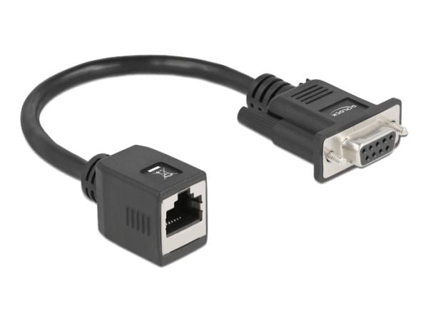 Delock - Seriell adapter - DB-9 (hunn) til RJ-45 (hunn) - 20 cm - tommelskruer - svart