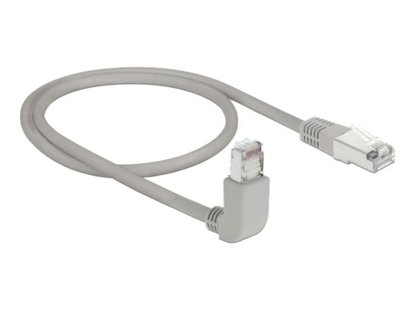 Delock - Koblingskabel - RJ-45 (hann) til RJ-45 (hann) - 50 cm - skjermet, beskyttet tvunnet parkabel (STTP) - CAT 6a - vinklet, halogenfri - grå