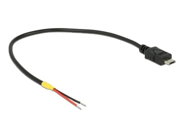 Delock - Strømkabel - Micro-USB type B (kun strøm) (hann) til uisolert tråd - 20 cm - svart