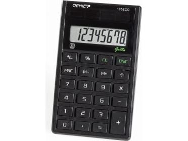 Genie 105 ECO - Taskulaskin - Yksinkertainen laskin - 8 numeroa - Aurinkolaskin - Musta