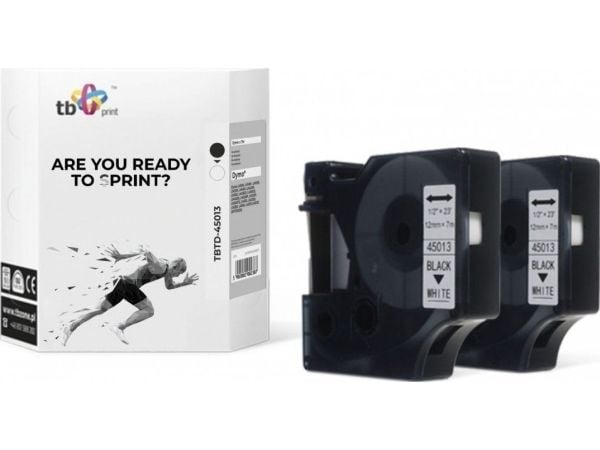 Tape TBTD-45013 for DYMO Black on White 12mm x 7m 2stk.