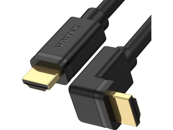 Unitek - High Speed - HDMI-kabel med Ethernet - HDMI hann rett til HDMI hann høyrevinklet - 2 m - trippel beskyttelse - svart - 4K 60Hz støtte
