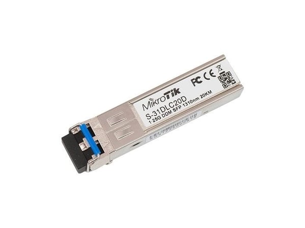 MikroTik S-31DLC20D - SFP (mini-GBIC) transceivermodul - SFP (mini-GBIC) / LC-enkeltmodus - opp til 20 km - 1310 nm