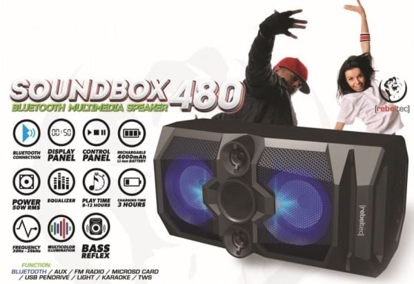 Rebeltec trådløs høyttaler SoundBOX 480 svart