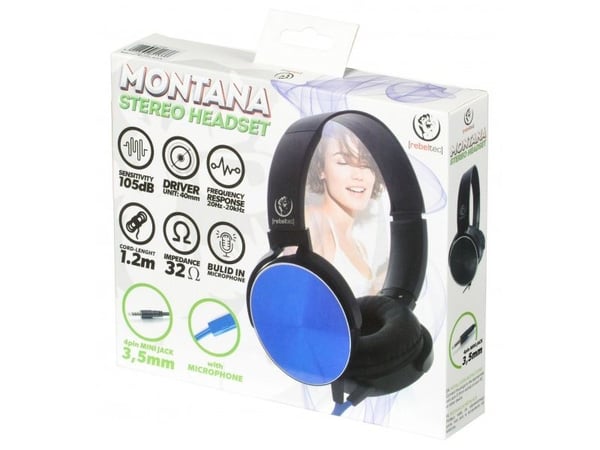 Rebeltec MONTANA BLU stereohodetelefoner med mikrofon