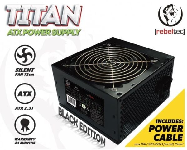 Rebeltec TITAN 500 - Strømforsyning (intern) - ATX12V 2.31 - AC 230 V - 500 watt - PFC