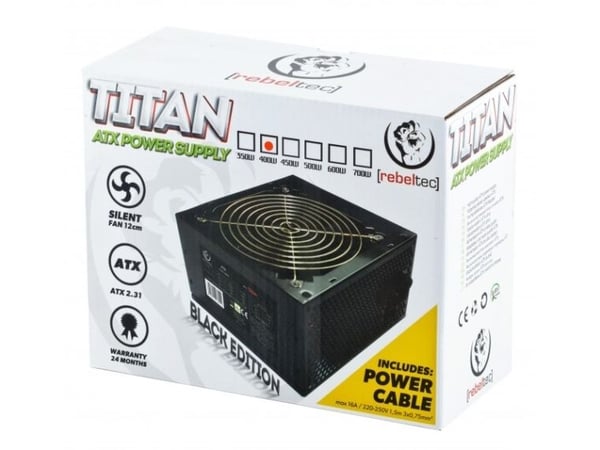 Rebeltec TITAN 600 - Strømforsyning (intern) - ATX12V 2.31 - AC 230 V - 600 watt - PFC