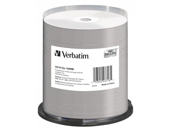 Verbatim - 100 x CD-R - 700 MB 52x - bred skrivbar overflate, gjenoverførbar termoskrivbar overflate - spindel